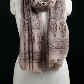 Pure Merino Wool Stole in Pedana Kalamkari Block Prints 43