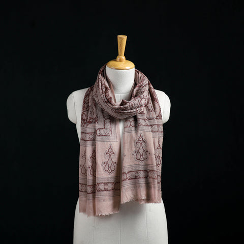Pure Merino Wool Stole in Pedana Kalamkari Block Prints 46