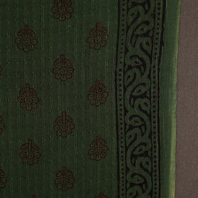 Green Bagh Hand Block Print Natural Dye Stripe Cotton Fabric