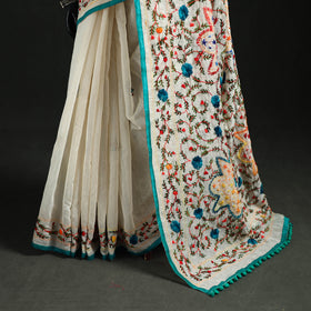 Hand Embroidered Chapa Work Silk Cotton Saree 10