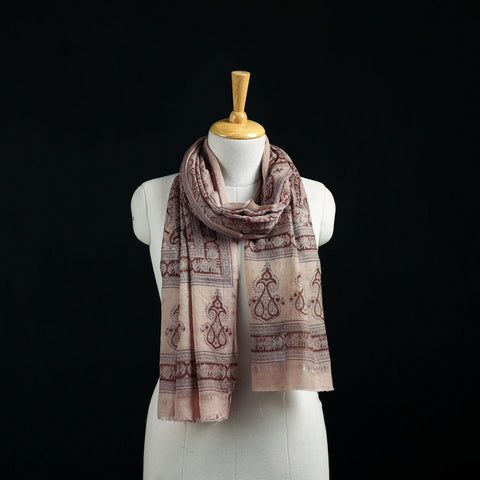 Pure Merino Wool Stole in Pedana Kalamkari Block Prints 44