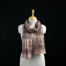 Pure Merino Wool Stole in Pedana Kalamkari Block Prints 44