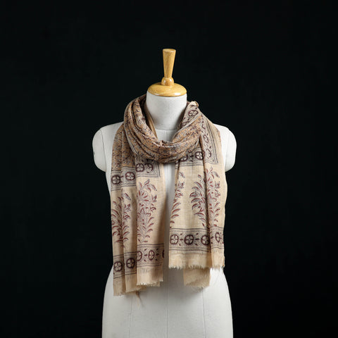 Pure Merino Wool Stole in Pedana Kalamkari Block Prints 47