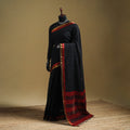 Black - Pure Handwoven Mangalagiri Cotton Saree with Zari Border 37
