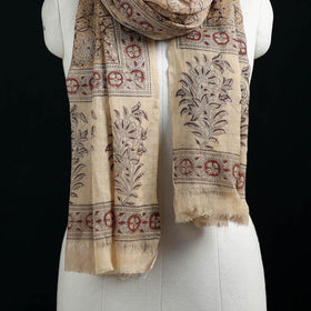 Pure Merino Wool Stole in Pedana Kalamkari Block Prints 48