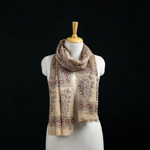 Pure Merino Wool Stole in Pedana Kalamkari Block Prints 48