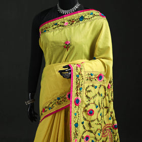 Hand Embroidered Chapa Work Silk Cotton Saree 11