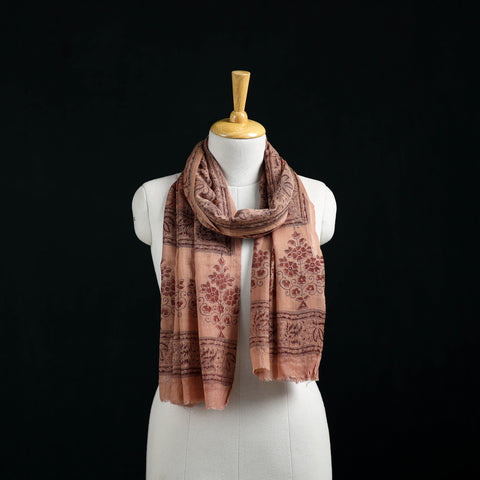 Pure Merino Wool Stole in Pedana Kalamkari Block Prints 49