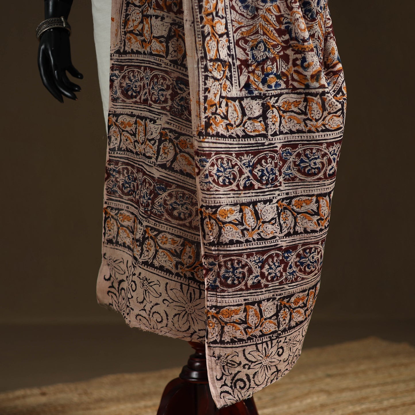 Kalamkari Hand Block Print Natural Dyed Cotton Dupatta 09