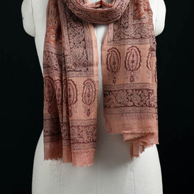 Pure Merino Wool Stole in Pedana Kalamkari Block Prints 50