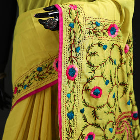 Hand Embroidered Chapa Work Silk Cotton Saree 11