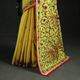 Hand Embroidered Chapa Work Silk Cotton Saree 11