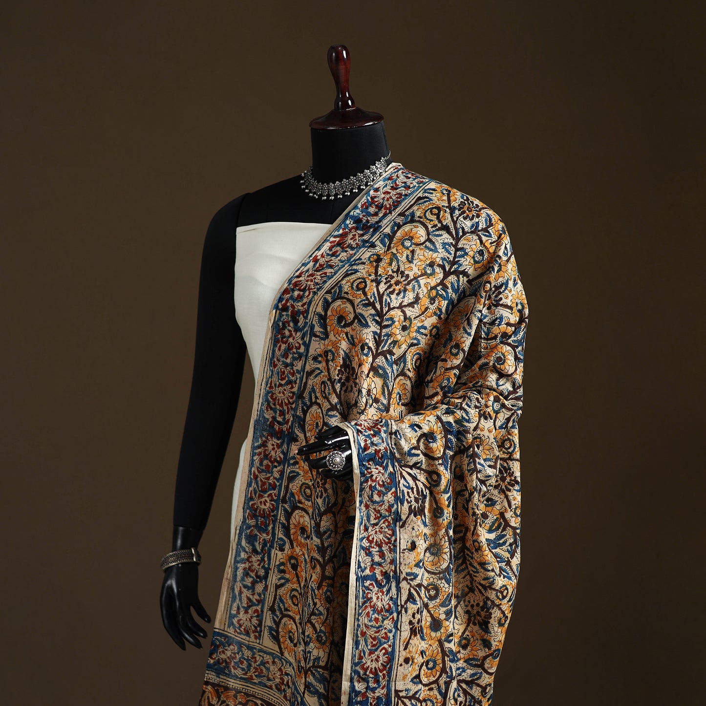 Kalamkari Hand Block Print Natural Dyed Cotton Dupatta 10