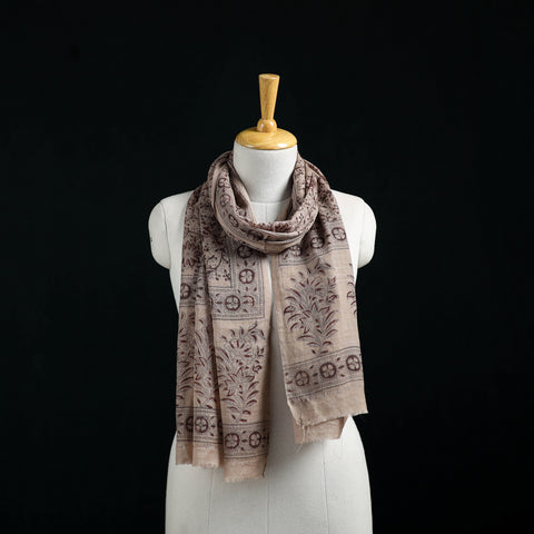 Pure Merino Wool Stole in Pedana Kalamkari Block Prints 51