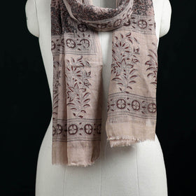 Pure Merino Wool Stole in Pedana Kalamkari Block Prints 52