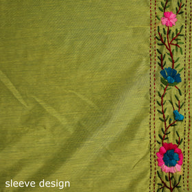 Hand Embroidered Chapa Work Silk Cotton Saree 11