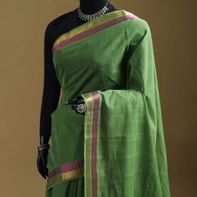 Green - Pure Handwoven Mangalagiri Cotton Saree with Zari Border 38
