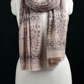 Pure Merino Wool Stole in Pedana Kalamkari Block Prints 53