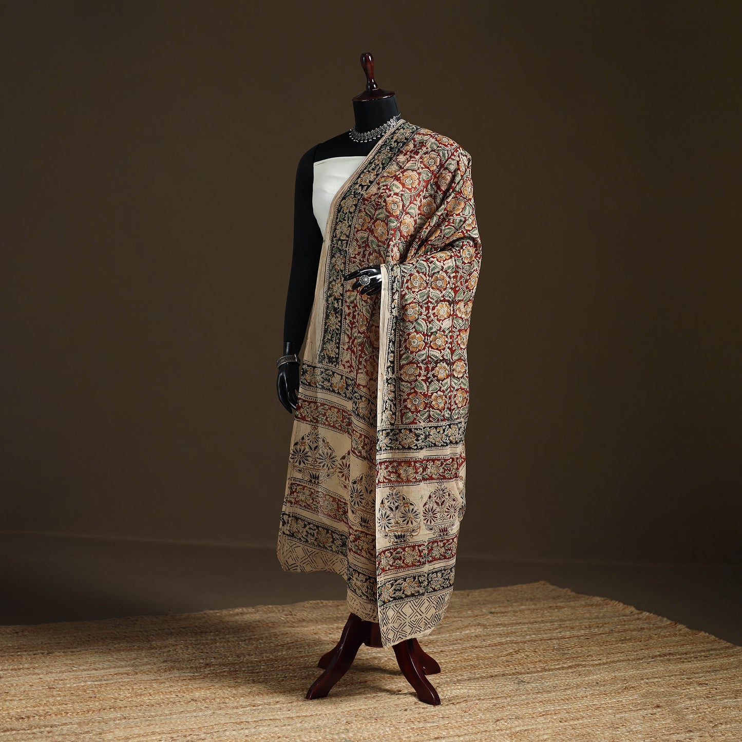 Kalamkari Hand Block Print Natural Dyed Cotton Dupatta 11
