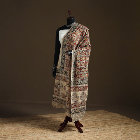 Kalamkari Hand Block Print Natural Dyed Cotton Dupatta 11