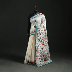 Hand Embroidered Chapa Work Silk Cotton Saree 12