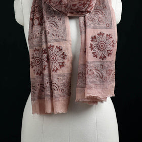 Pure Merino Wool Stole in Pedana Kalamkari Block Prints 54