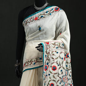 Hand Embroidered Chapa Work Silk Cotton Saree 12