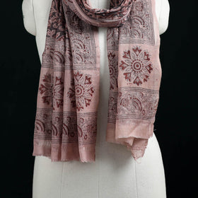 Pure Merino Wool Stole in Pedana Kalamkari Block Prints 55