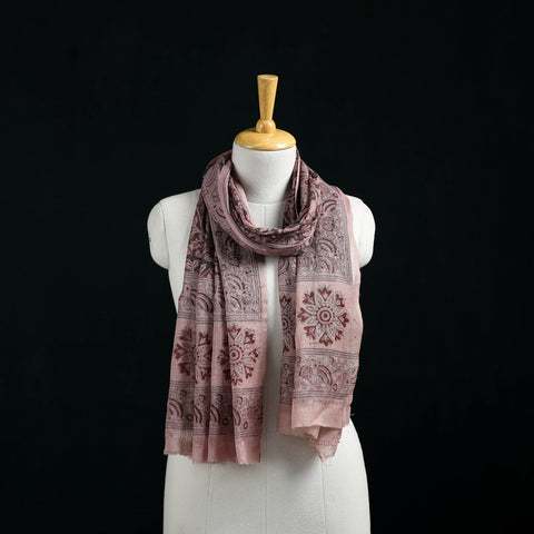Pure Merino Wool Stole in Pedana Kalamkari Block Prints 55