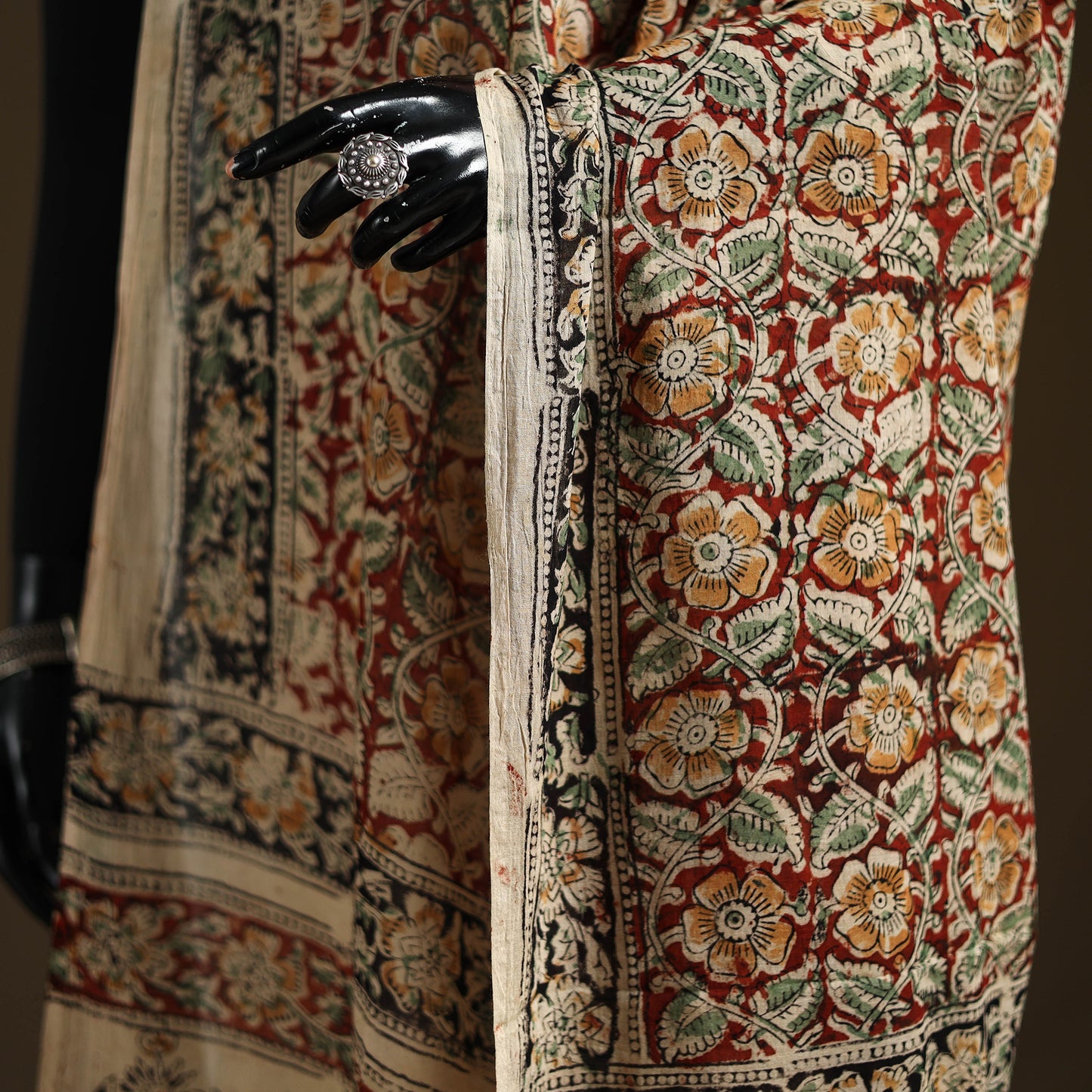 Kalamkari Hand Block Print Natural Dyed Cotton Dupatta 11