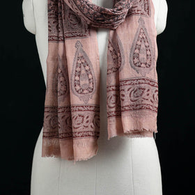 Pure Merino Wool Stole in Pedana Kalamkari Block Prints 56