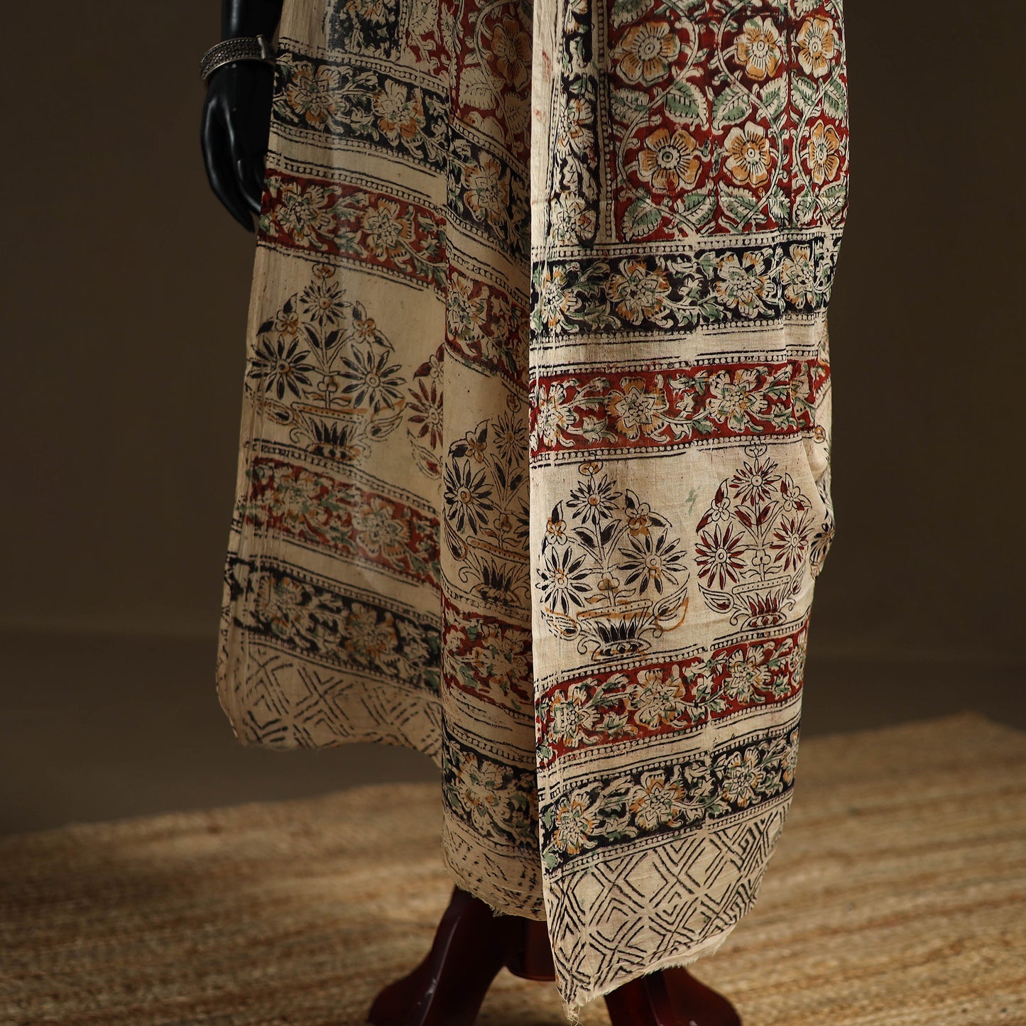 Kalamkari Hand Block Print Natural Dyed Cotton Dupatta 11
