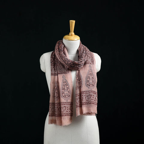 Pure Merino Wool Stole in Pedana Kalamkari Block Prints 56