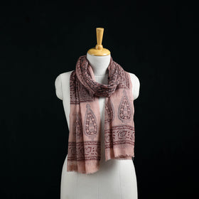Pure Merino Wool Stole in Pedana Kalamkari Block Prints 56