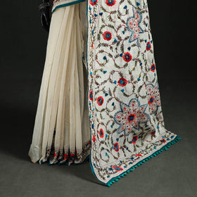 Hand Embroidered Chapa Work Silk Cotton Saree 12