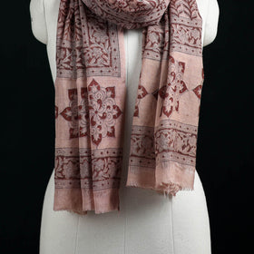Pure Merino Wool Stole in Pedana Kalamkari Block Prints 57