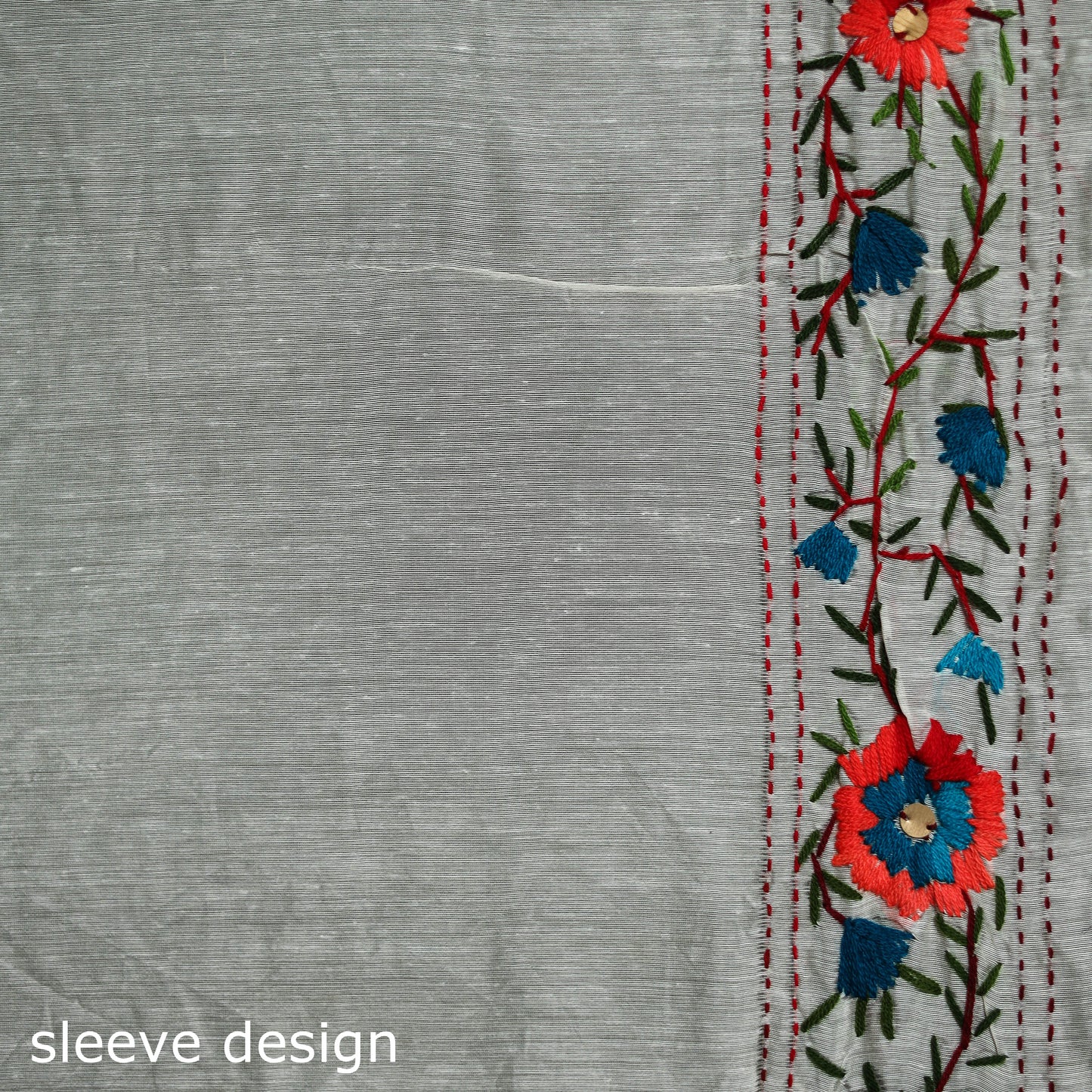 Hand Embroidered Chapa Work Silk Cotton Saree 12