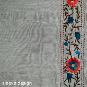 Hand Embroidered Chapa Work Silk Cotton Saree 12