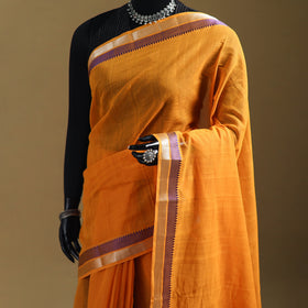 Yellow - Pure Handwoven Mangalagiri Cotton Saree with Zari Border 39