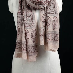Pure Merino Wool Stole in Pedana Kalamkari Block Prints 58