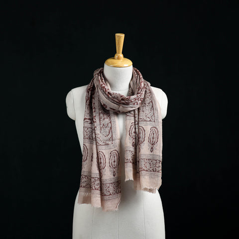 Pure Merino Wool Stole in Pedana Kalamkari Block Prints 58