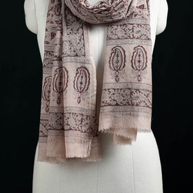 Pure Merino Wool Stole in Pedana Kalamkari Block Prints 59