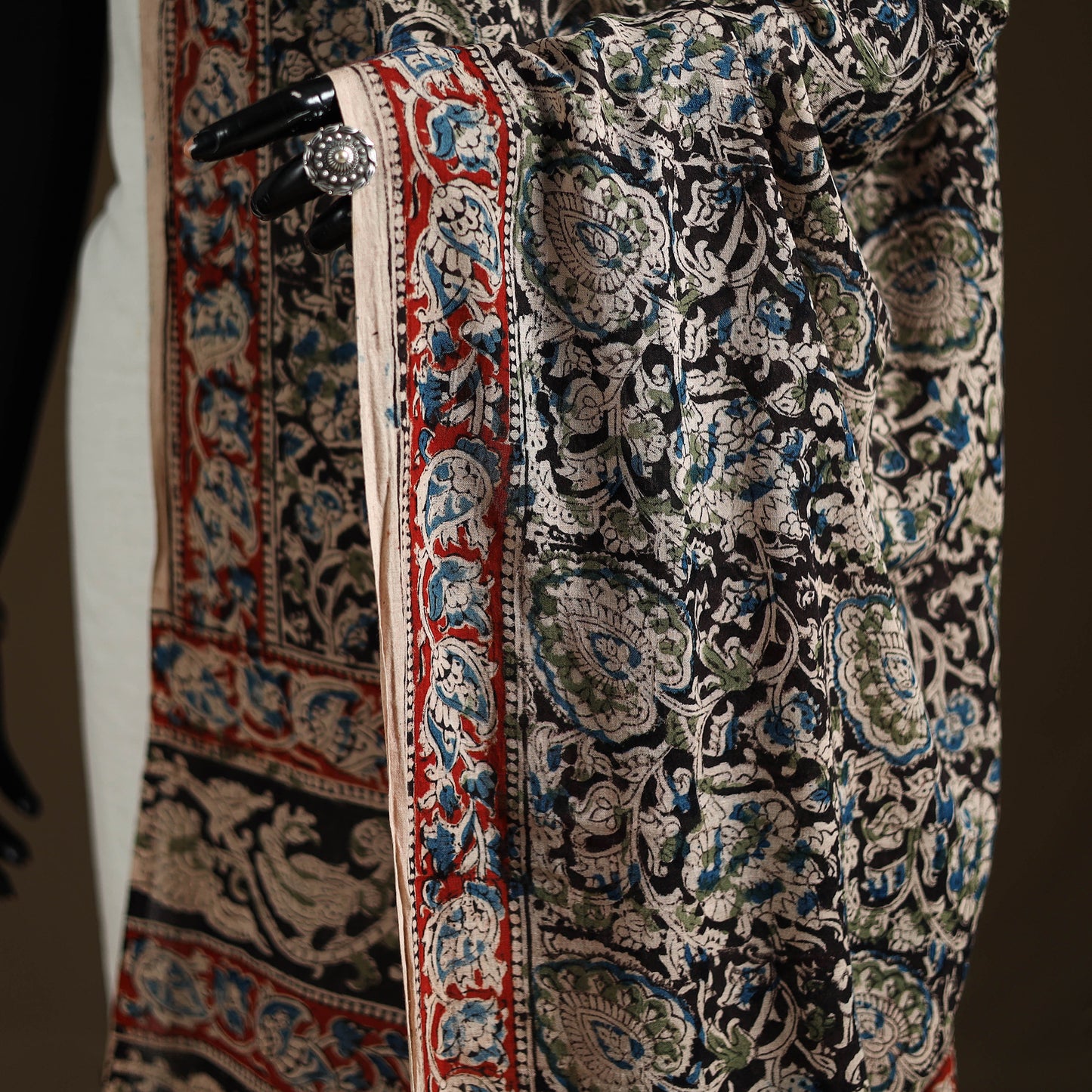 Kalamkari Hand Block Print Natural Dyed Cotton Dupatta 12