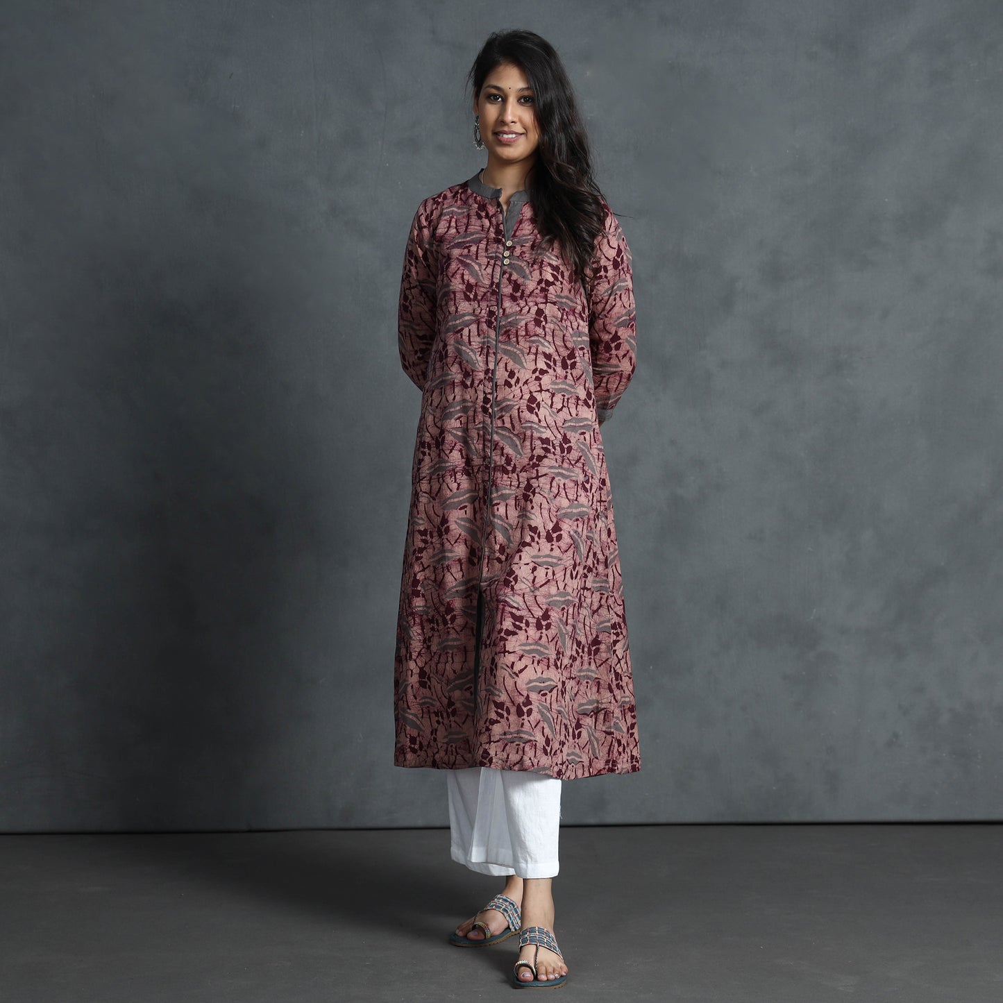 Purple - Hand Batik Printed Cotton Kurta