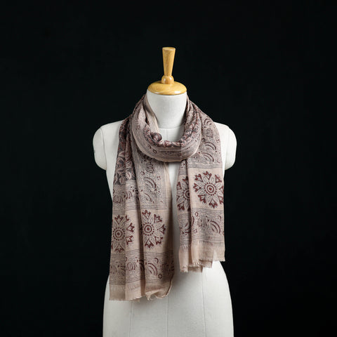 Pure Merino Wool Stole in Pedana Kalamkari Block Prints 61
