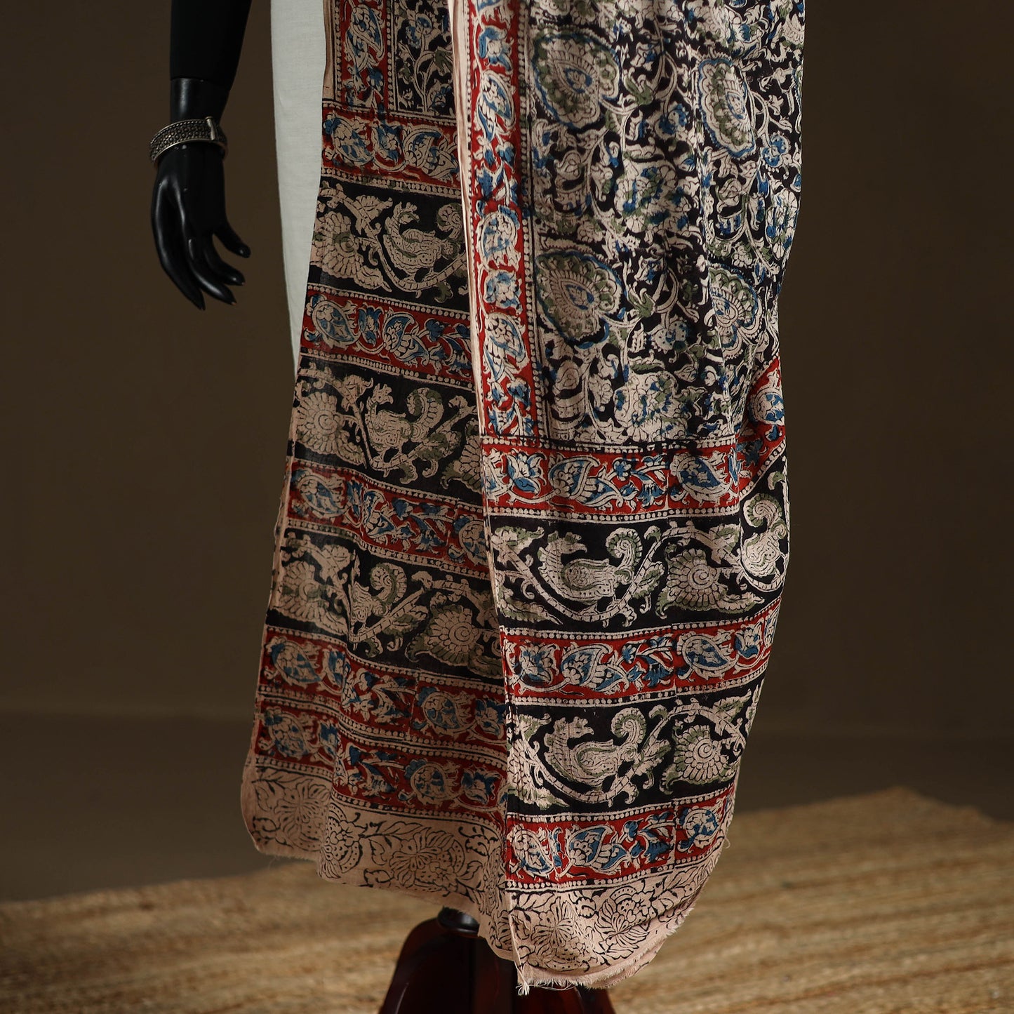 Kalamkari Hand Block Print Natural Dyed Cotton Dupatta 12