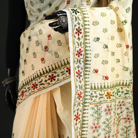 Hand Embroidered Chapa Work Silk Cotton Saree 13