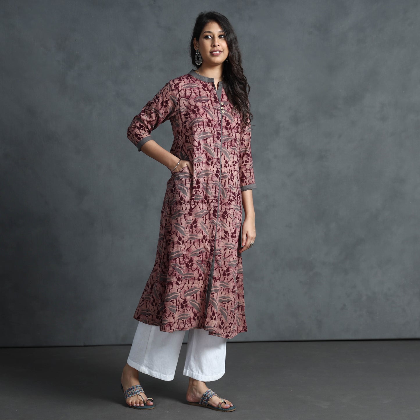 Purple - Hand Batik Printed Cotton Kurta