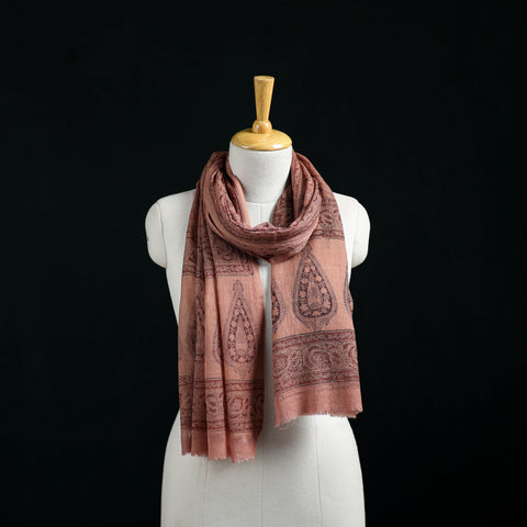 Pure Merino Wool Stole in Pedana Kalamkari Block Prints 62