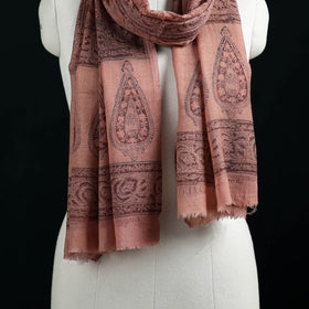 Pure Merino Wool Stole in Pedana Kalamkari Block Prints 63